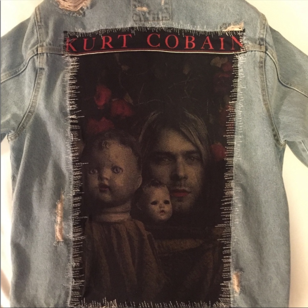 Handmade Kurt Cobain Jacket with patches and embellishments on Zara vintage